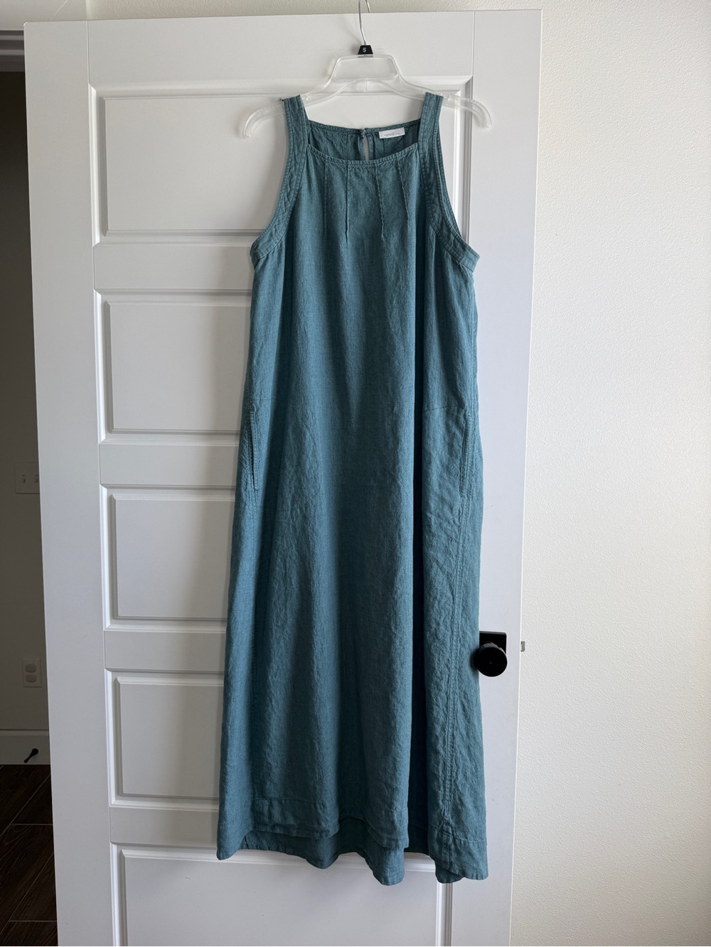 J. Jill Pure Jill Linen Pintucked Maxi Dress Steele Blue Melange - Picture 2 of 8